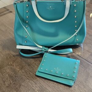 Kate Spade Turquoise Studded Women's Bag and Wallet Set